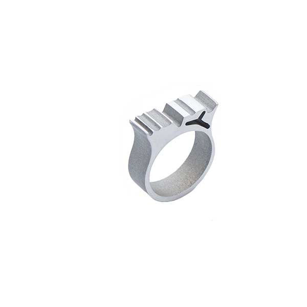 Ring R2 RAW fashion style with polished top and sides