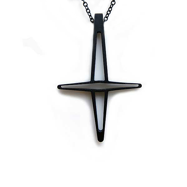 Necklace Cross k1 black style