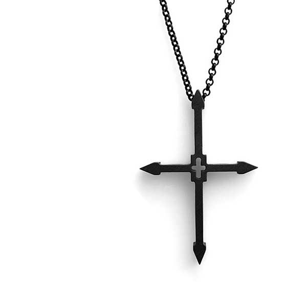 Cross bracelet in black anodized aluminum