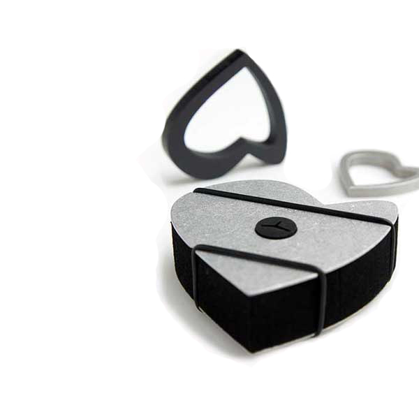 Jewelry box H1 Heart in alu and rubber black