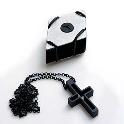 K3 cross necklace in black