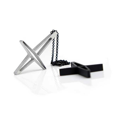 K1 Cross necklace in alu and black