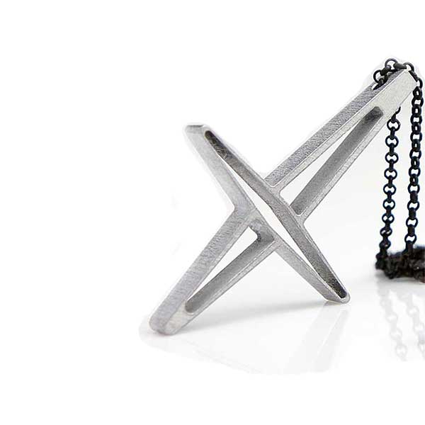 necklace  K1 cross in RAW ground aluminium style