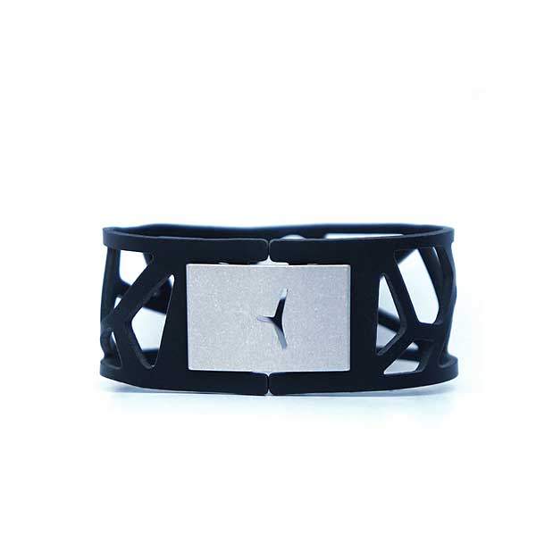 Bracelet silicone  quadra black and alu fitting